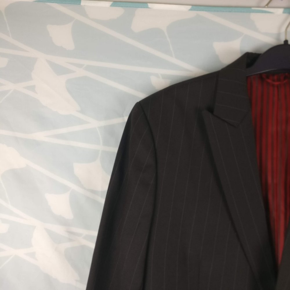 Custom Jacket, Brown Pinstriped Suit Jacket in Wool blend, Blazer